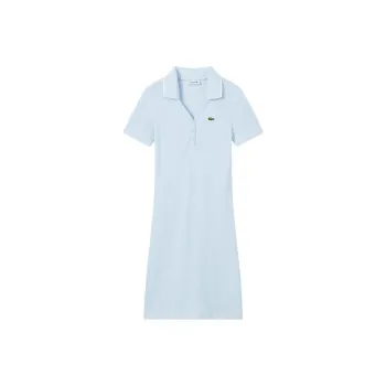 LACOSTE SS25 Short Sleeved Dress Women's Light Blue/White