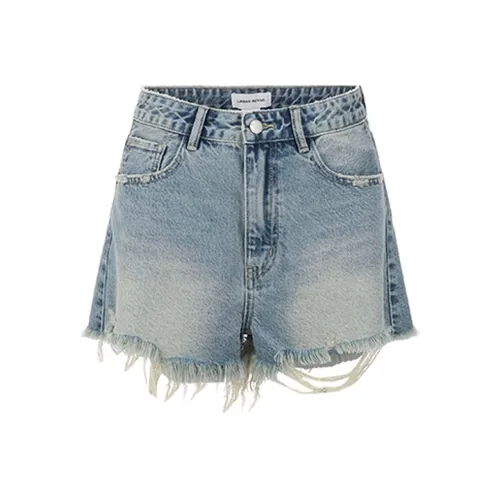 URBAN REVIVO Denim Bardot shorts Women's Blue