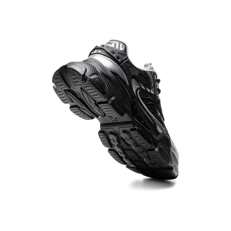 JEEP SPIRIT Black Myth Slip Resistant, Abrasion Resistant, Breathable Low Top Chunky Sneakers Men's Black Silver-6