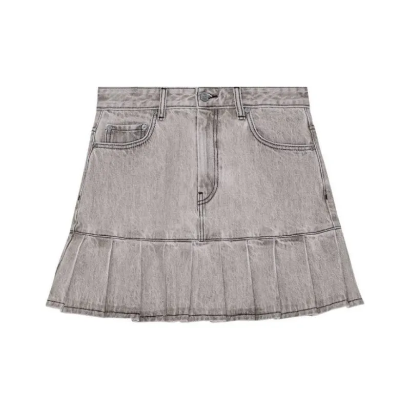 GANNI Future Denim Pleated Mini Skirt-0
