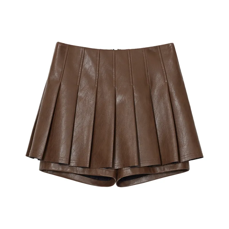 NancyCavally Leather Short Skirts Women's-2