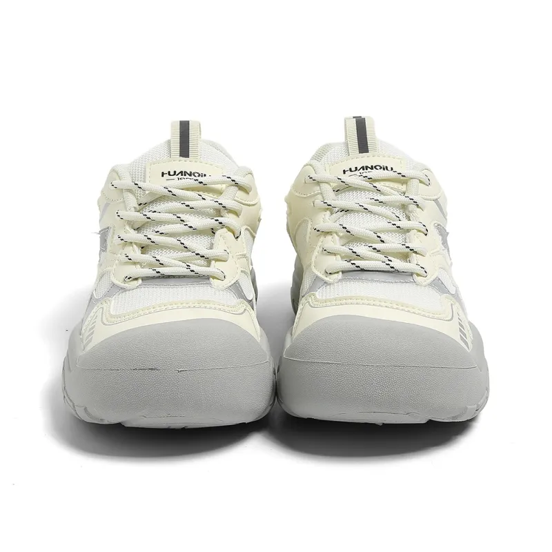 HUANQIU Shock Absorbers With Slip Resistant And Abrasion Resistant Properties Low Top Hiking Shoes Women's Beige Gray-3