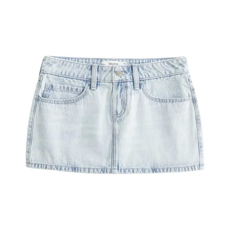 Hollister Denim Short Skirts Women's Light Blue-0