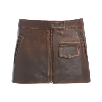 GUESS Leather Short Skirts Women's Brown