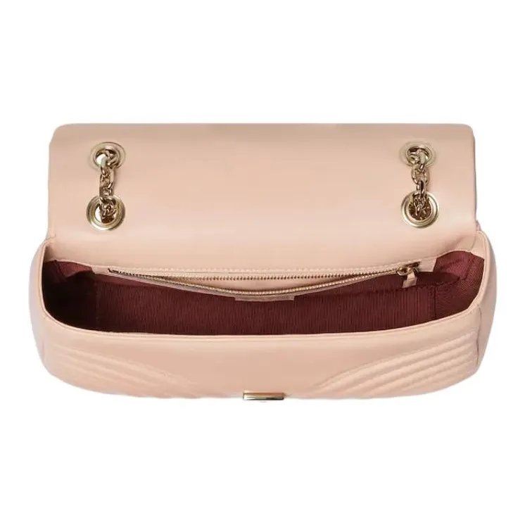 GUCCI GG Marmont Sheepskin Shoulder Bag Medium Size Women's Pink-4