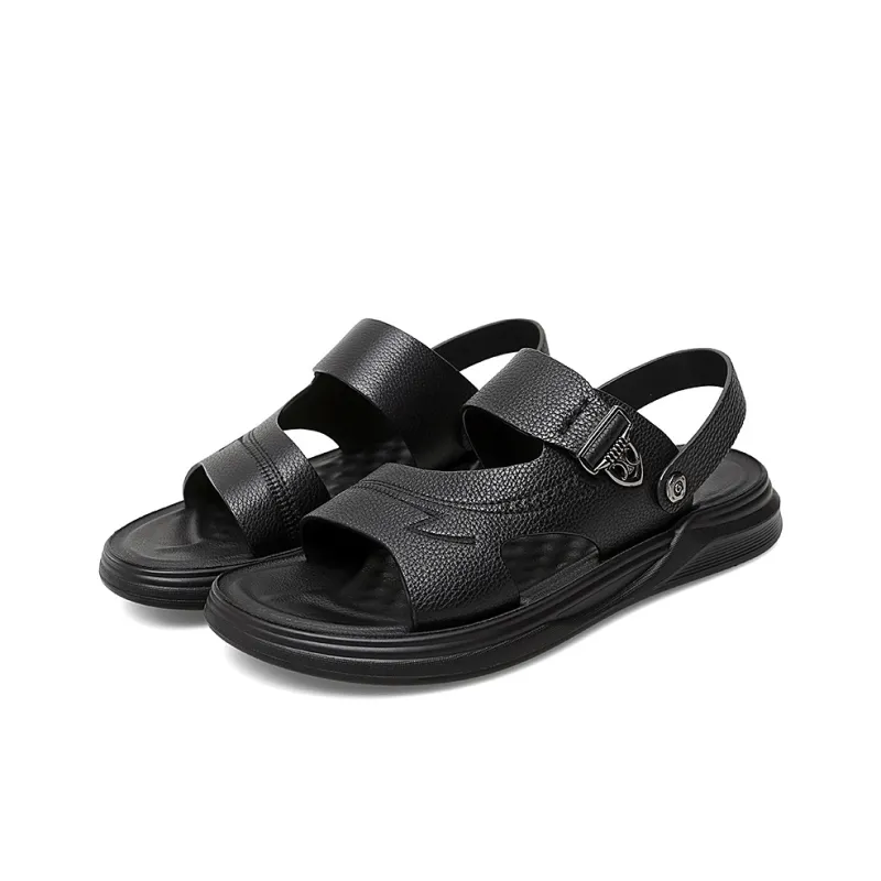 QIUTEXIONG Beach Sandals Men Black/Brown-4