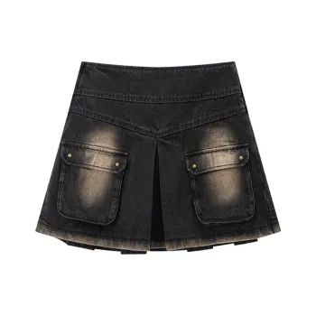 LEDIN Denim Short Skirts Women's Dark Gray