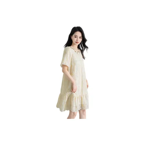Shavani Short Sleeved Dress Women's Light Yellow