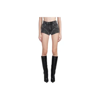 Mugler Stud detailed Denim Mini Shorts
