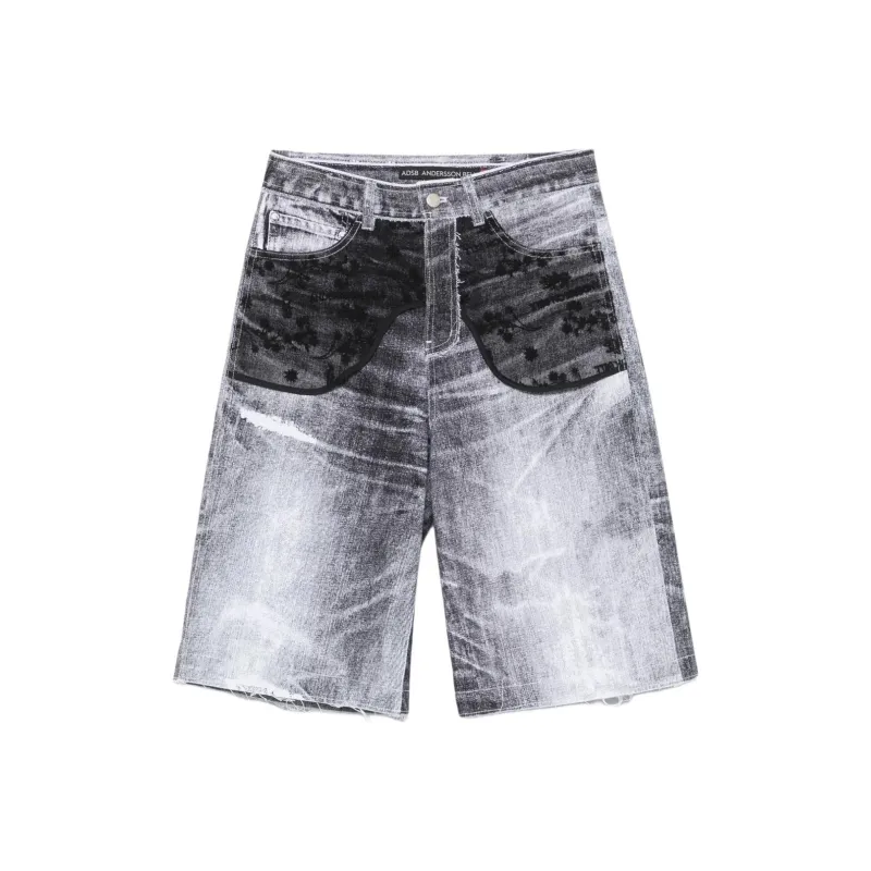 ANDERSSON BELL Lace panels Denim Shorts-0
