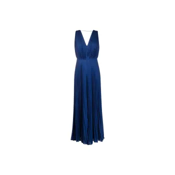 MaxMara V Neck Pleated Dress