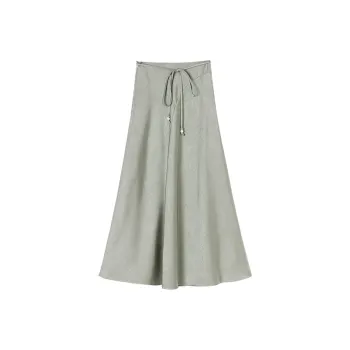 XIANGYING Casual Long Skirt Women's Light Green