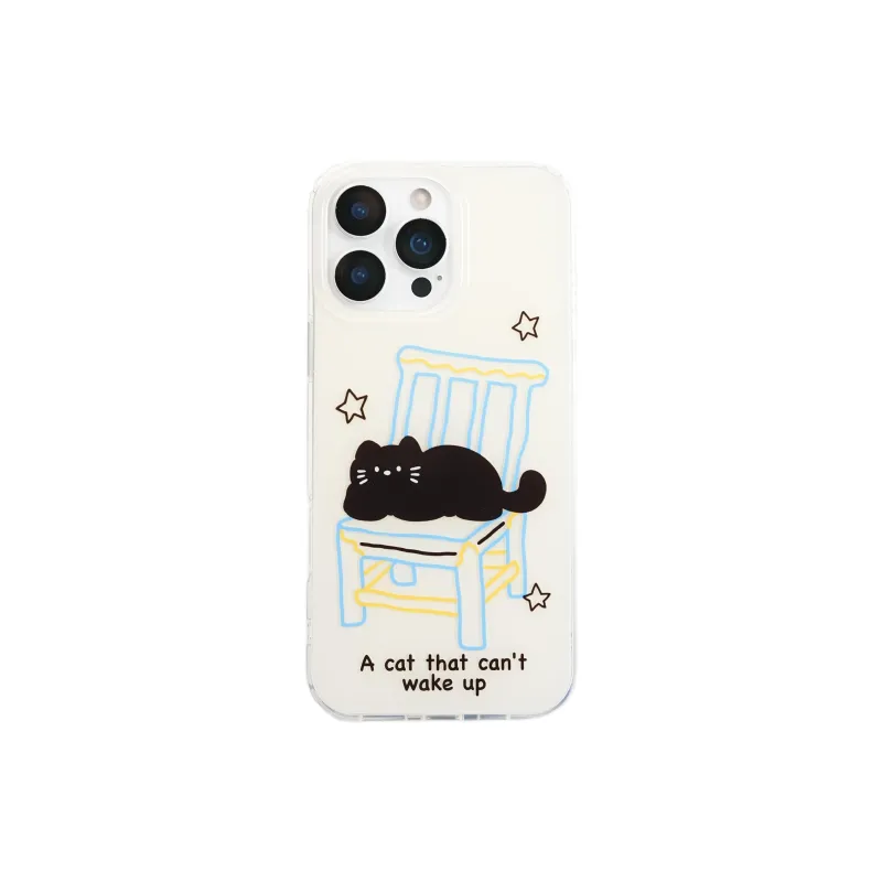 Wei Xin Acrylic Material Chair Black Cat Phone Cases Compatible With IPhone 16/15 Pro Max/Apple 13/14 Pro/Max-0