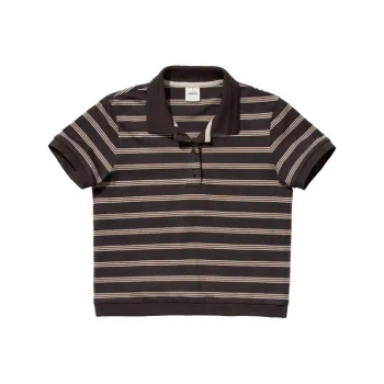 UNRETRO Polo Shirts Women's Coffee Stripes