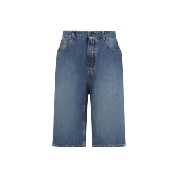 Alaia Knitted Waistband Denim Bermuda Shorts