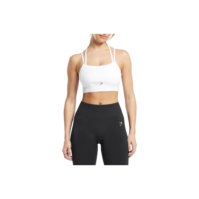 GYMSHARK Halterneck Crop Cami Tank Sports Underwear Women's White-0