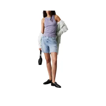 CALVIN KLEIN Denim Shorts Europe Version Women's Light Blue