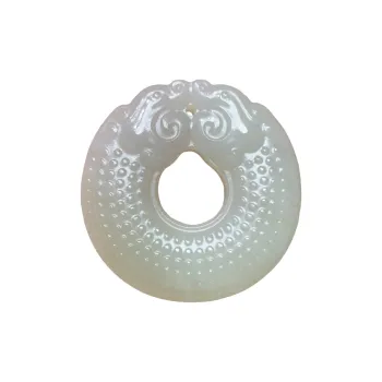BUDOUXIAOAI Hetian Jade Handheld Piece White Jade/Pale Greenish White Jade Unisex