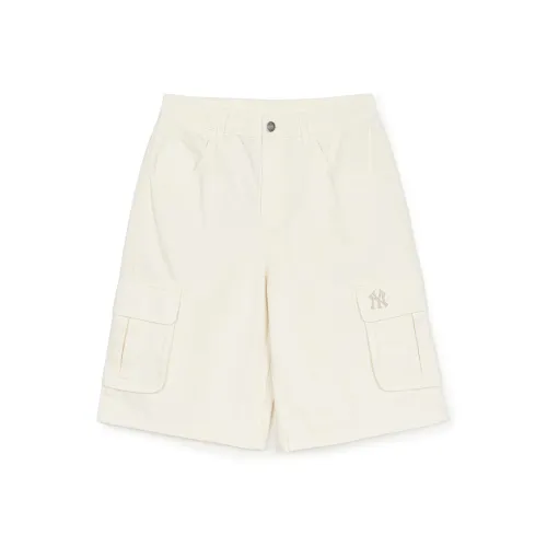 MLB Denim Collection New York Yankees Basic Cargo Denim Shorts Women's Cream