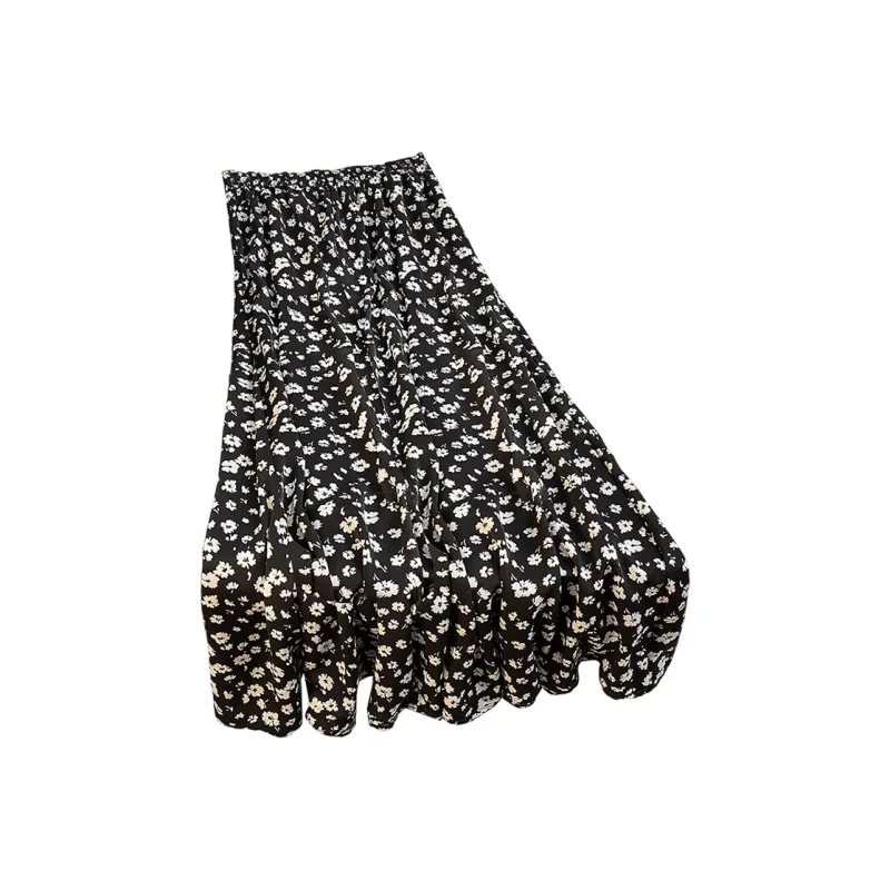 Cypress House Casual Long Skirt Women's Black Floral-0