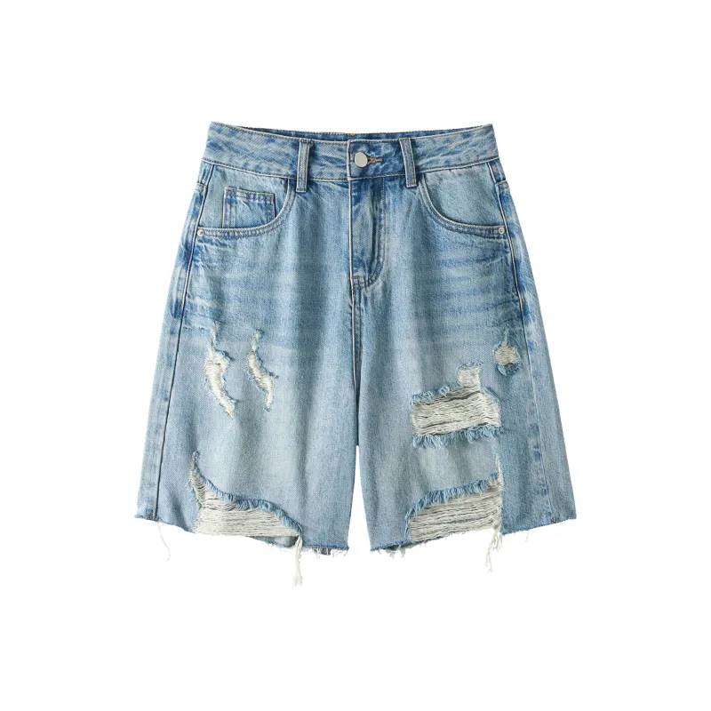 Le Alfashionline Denim Shorts Women's Blue-0