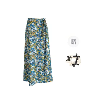 TORIGHT Casual Long Skirt Women's Floral+Bowknot Hair Tie Comes With