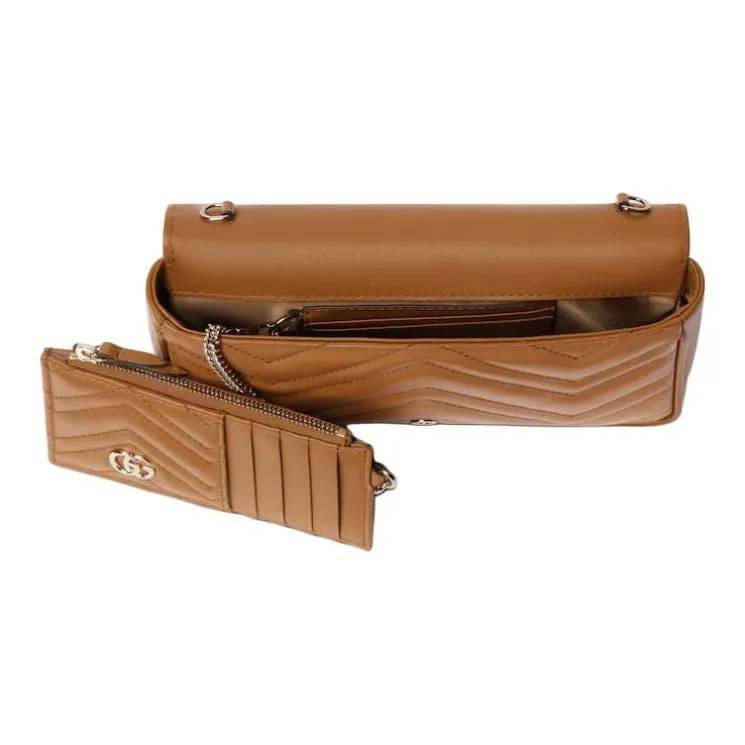 GUCCI GG Marmont Leather Shoulder Bag Trumpets Women's Brown-5