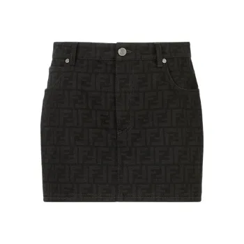 FENDI Logo Detailed Denim Mini Skirt