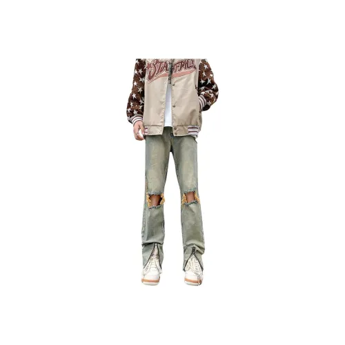 KVIV Jeans Men Blue Yellow Mud