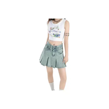 JEANSWEST Denim Short Skirts Women's Light Blue