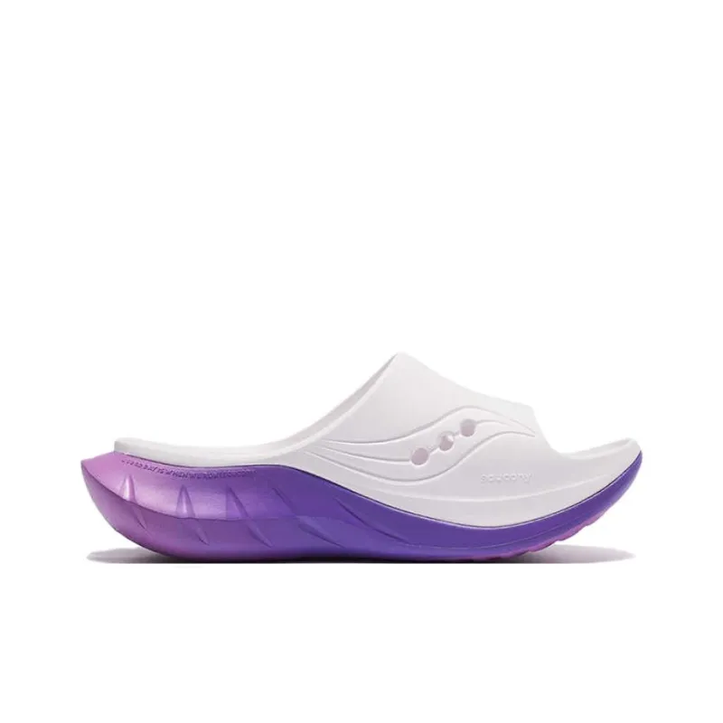 Saucony Cradle 2 Abrasion Resistant Cushioning Slide Slippers Unisex White Purple-1
