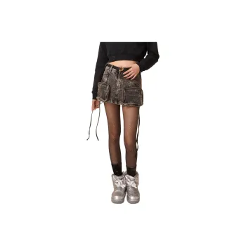 LALABOBO Denim Short Skirts Women's Gray