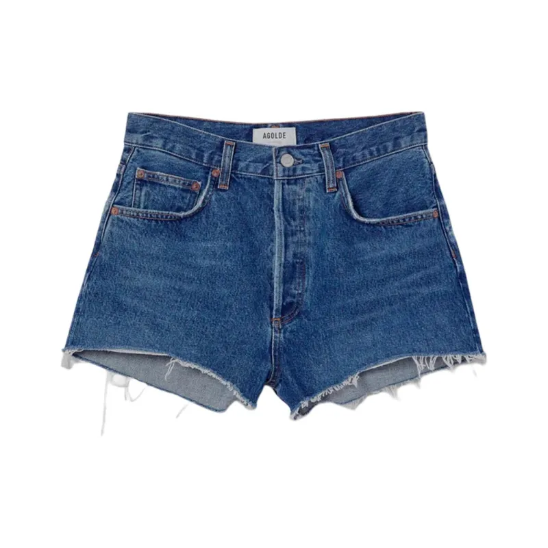 AGOLDE Parker Raw cut Denim Shorts-0