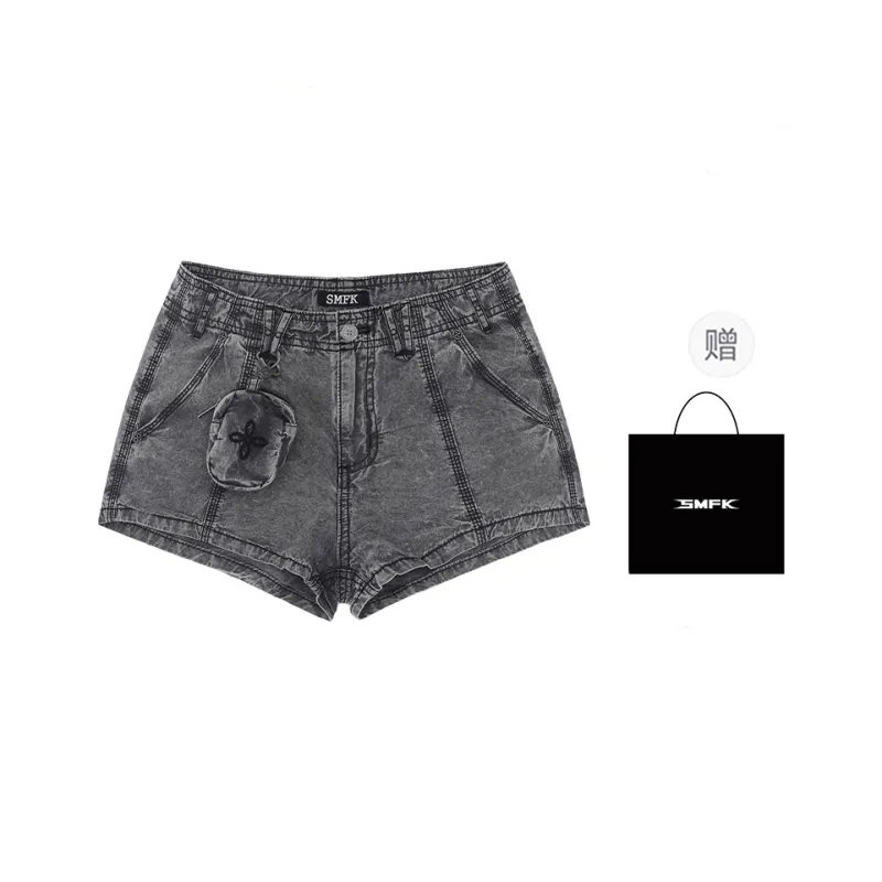 SMFK Denim Shorts Women's Moon Star Gray-0