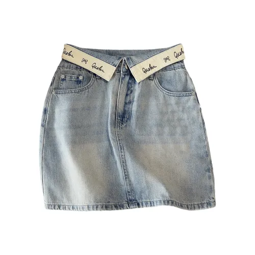 TOUCH MOCO Denim Long Skirts Womens Light Blue Women's Light Blue