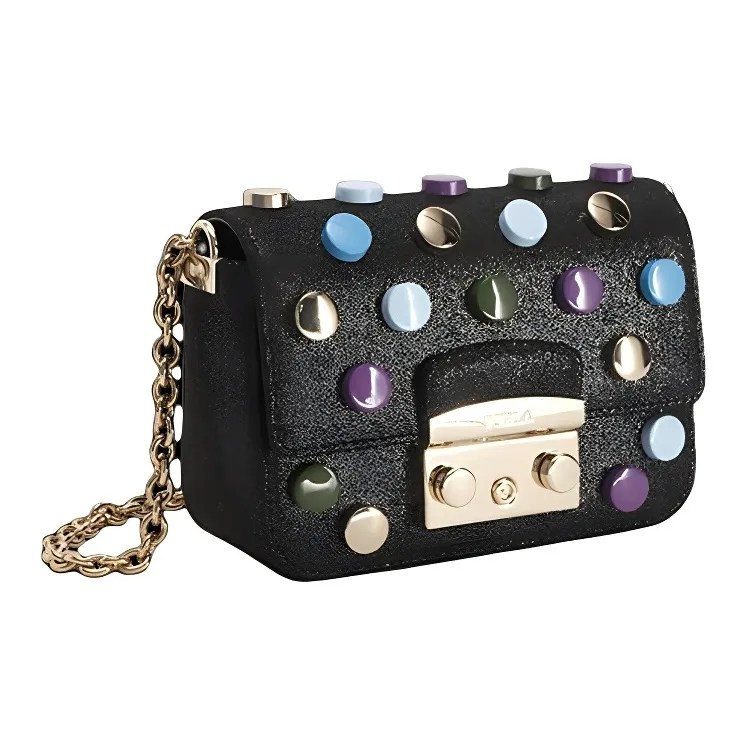 Furla Metropolis Collection Suede Shoulder Bag Crossbody Bag Women's Black-1