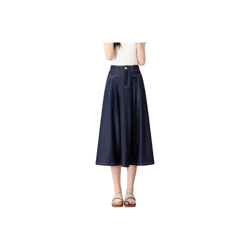 SITOL Denim Short Skirts Women's Dark Blue