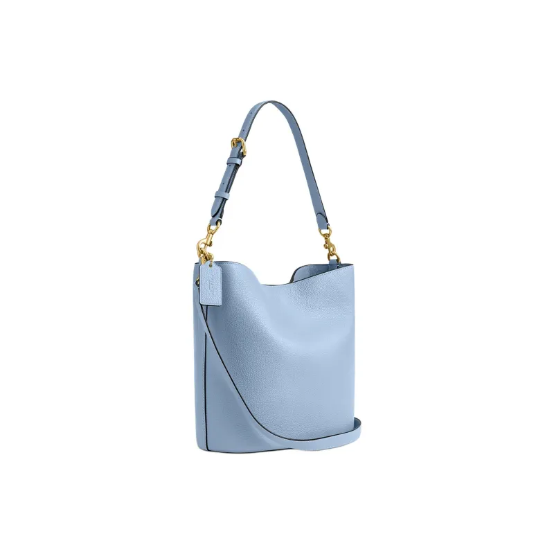 COACH Willow Polished Pebbled Leather Bucket Bags Crossbody Bag, Shoulder Bag Large Size Women's Blue-1