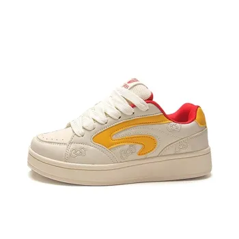 LIANGHUO Coverage Slip Resistant Cushioning Impact Resistance Low Top Skateboard Shoes Women's Beige Yellow