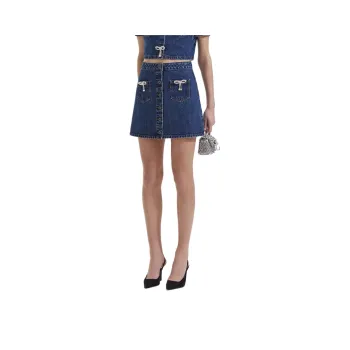 Self portrait Denim Short Skirts Women's Denim Blue