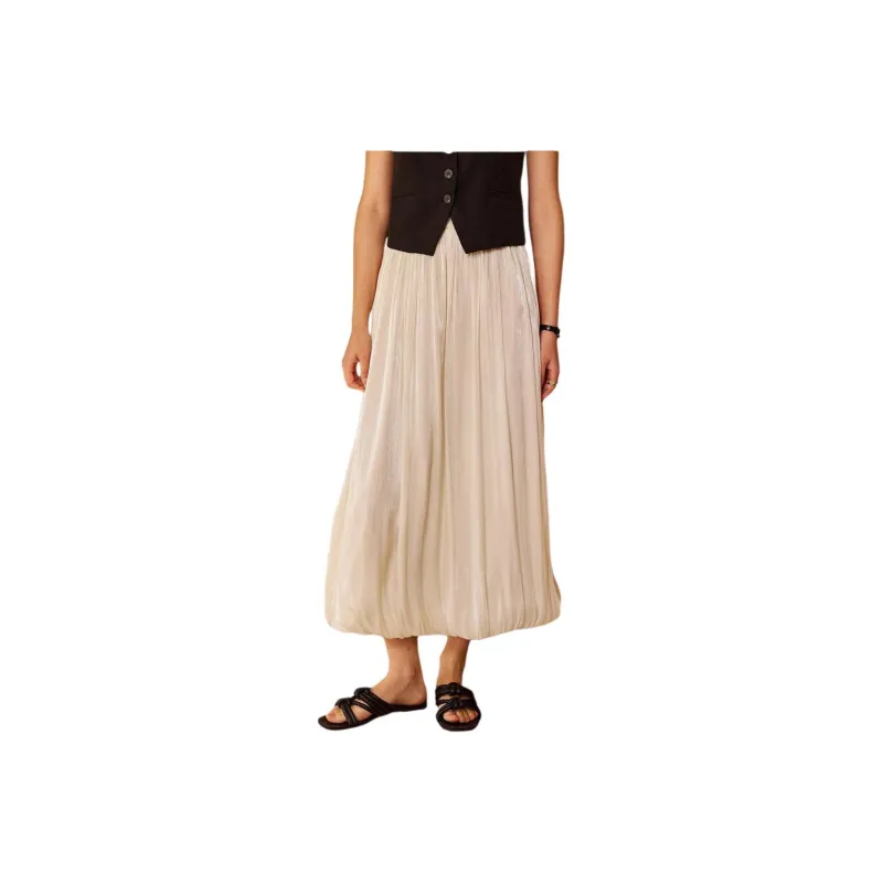 UNIQLO Casual Long Skirt Women's Pearl White-0