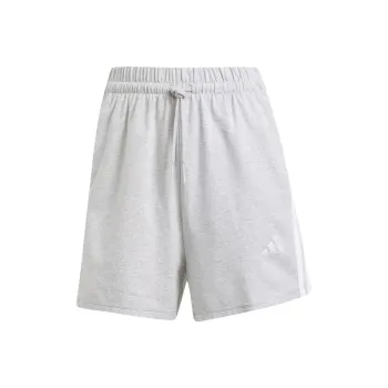 Adidas Women's Essentials 3 Stripes Cotton Shorts Light Grey Heather/White