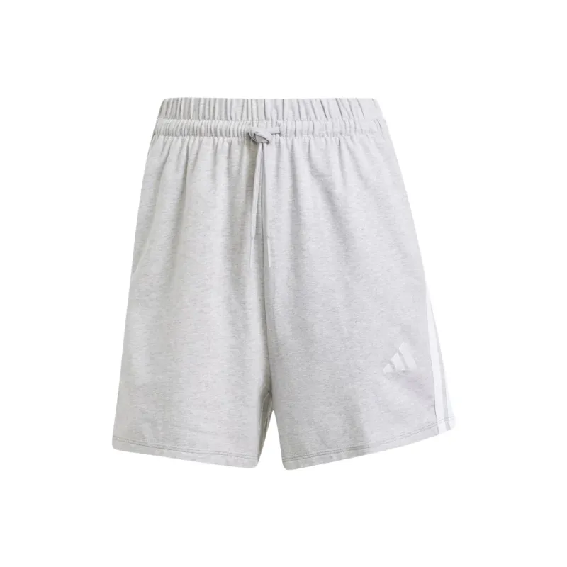 Adidas Women's Essentials 3 Stripes Cotton Shorts Light Grey Heather/White-0