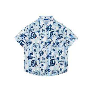 PEIMENG Shirts Unisex Blue With White Lettering
