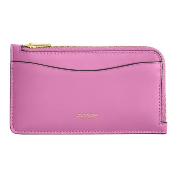 COACH Refined Leather Card Holder Mini Women's Purple Pink