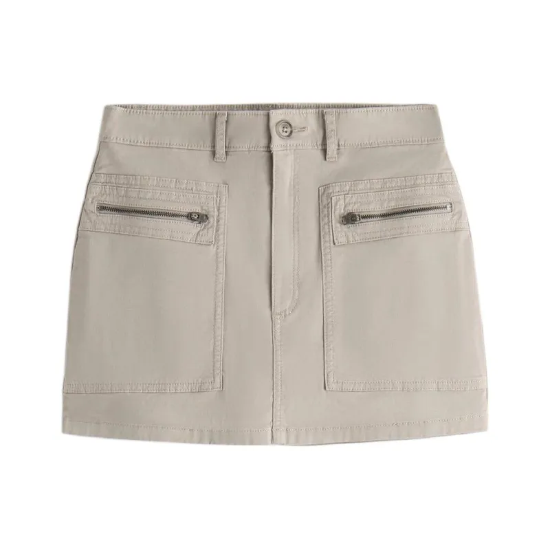 Abercrombie＆Fitch Cargo Short Skirts Women's Gray-0