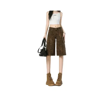 FOREVER 21 Denim Shorts Women's Vintage Leopard Print