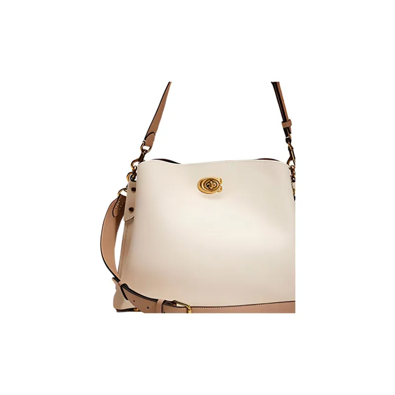 COACH Willow Pebbled Leather Tote Bag, Shopping Bag, Handbag, Shoulder Bag Large Size Women's White-3