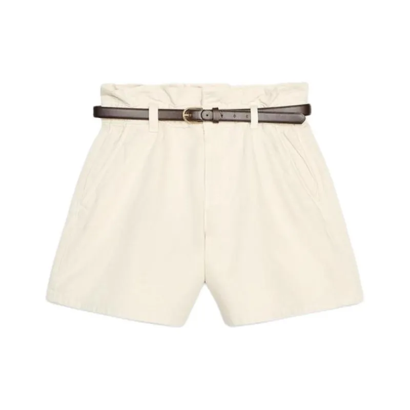 ZARA Denim Shorts Women's Raw White-0
