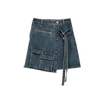 NO ONE ELSE Denim Short Skirts Women's Dark Blue